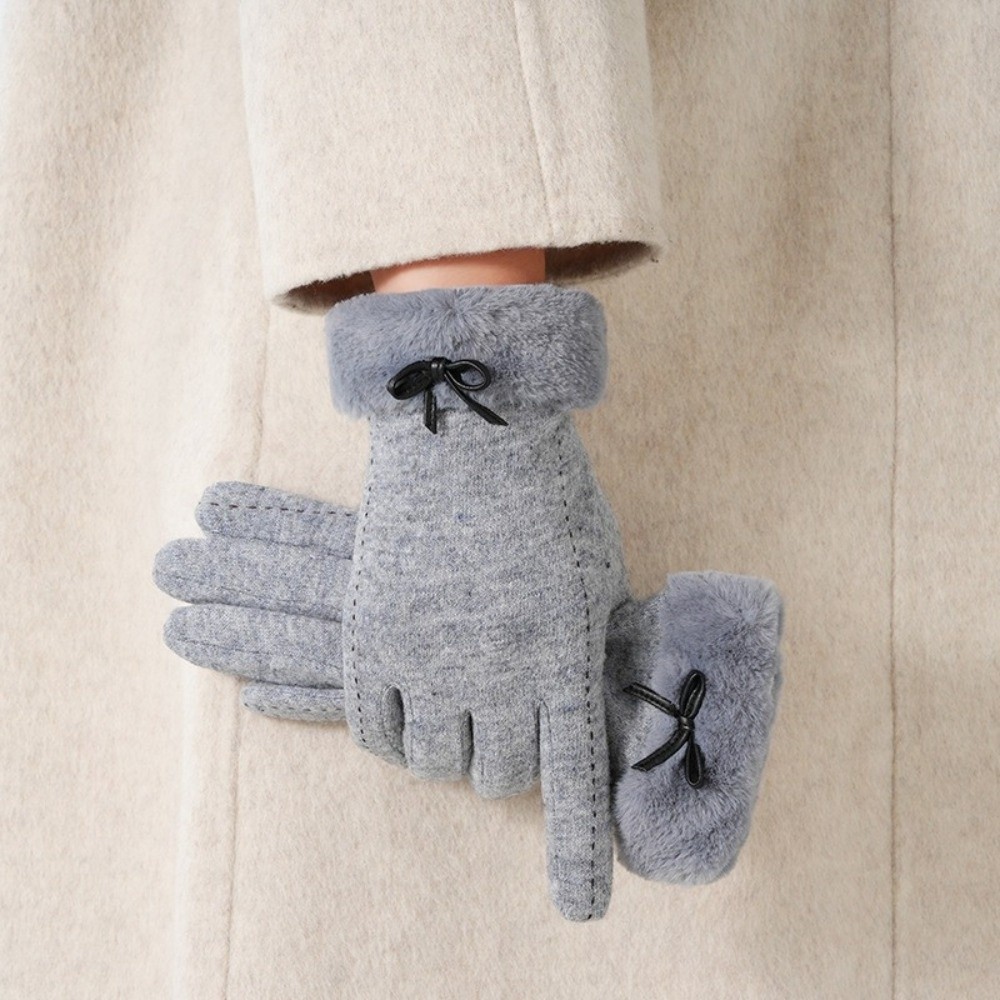 Wool Glove Lined - ウール風の裏起毛手袋、厚手のデザイン、防風、タッチスクリーン対応、女性用、冬用手袋。