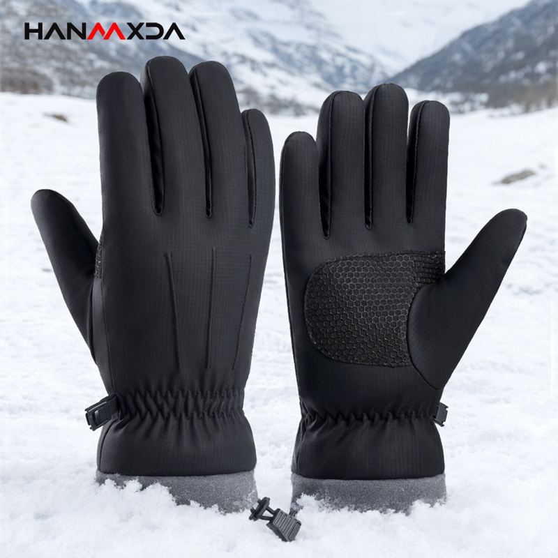 Ski Glove Waterproof - 防水性のあるメンズ用冬用手袋。滑り止め加工、裏地はフリース素材で暖かく、雪上でのスキー、バイク、自転車、アウトドア、ハイキング、キャンプに最適。