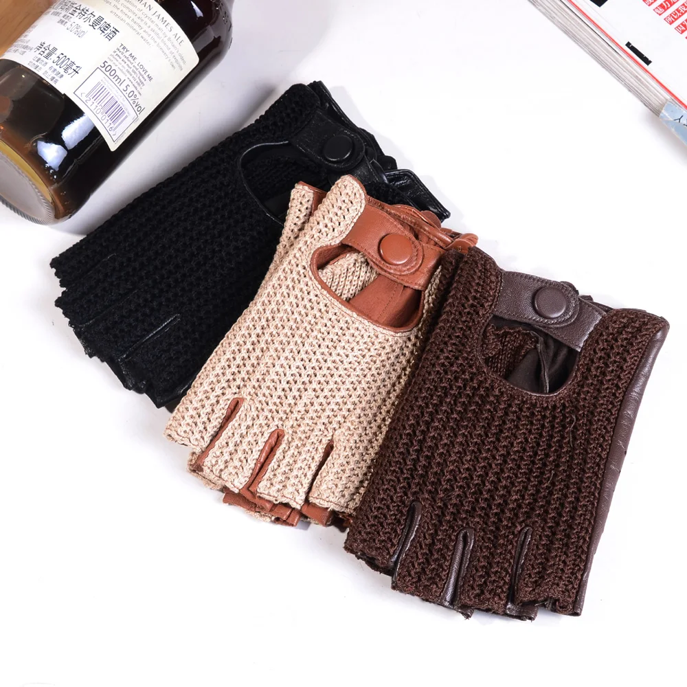メンズ 本革製、裏地なし、レトロなデザイン、スナップボタン付 - Leather Driving Glove のレビューと価格