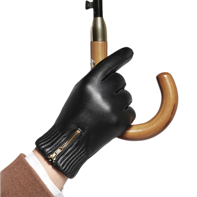 冬用 厚手 あたたか レトロ調手袋 黒色 天然羊革製 メンズ - Leather Driving Glove のレビューと価格