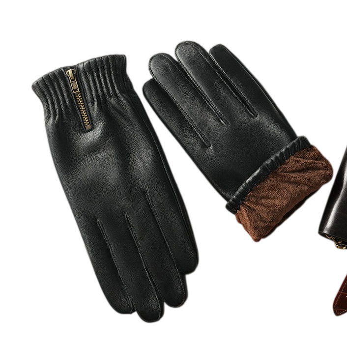 冬用 厚手 あたたか レトロ調手袋 黒色 天然羊革製 メンズ - Leather Driving Glove のレビューと価格