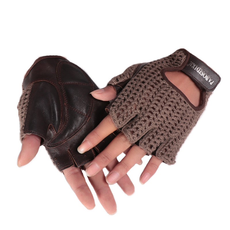 ユニセックスサマーハーフフィンガーレトロ牛革グローブ ヴィン - Leather Driving Glove のレビューと価格