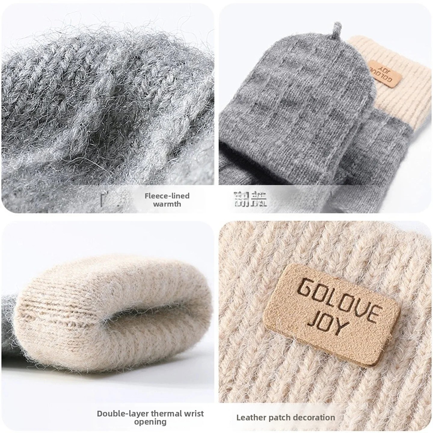 女性用冬用フリース裏地付きフリップカバーグローブ ハーフフィ - Wool Glove Lined のレビューと価格