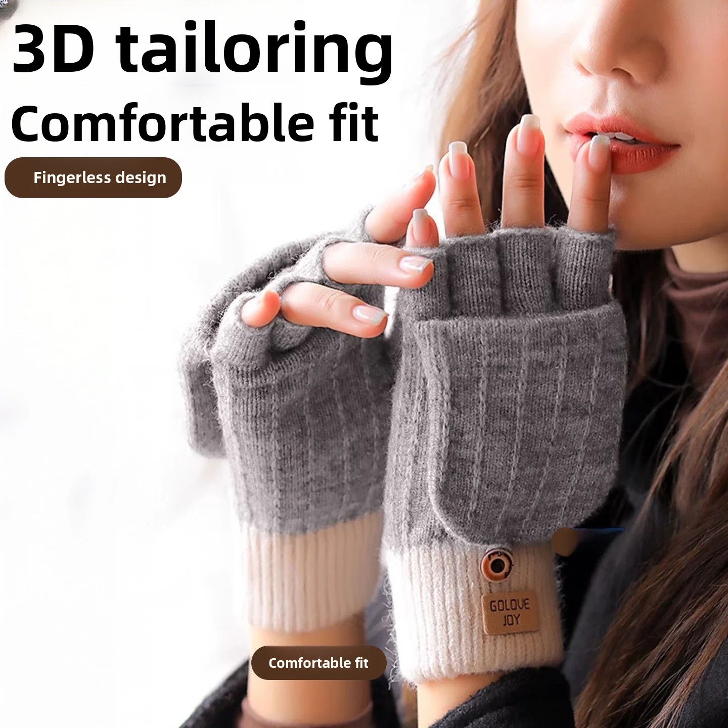 女性用冬用フリース裏地付きフリップカバーグローブ ハーフフィ - Wool Glove Lined のレビューと価格