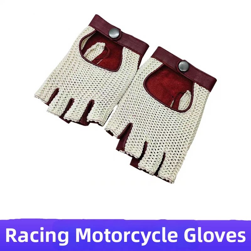 本物のシープスキン製ハーフフィンガーグローブ ユニセックス  - Leather Driving Glove のレビューと価格